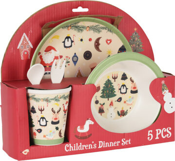 Christmas Decoration kinder servies - kerst thema - bord, beker, kom - Serviessets