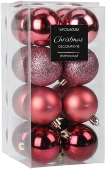 Christmas Decoration kleine kerstballen 48x -roze -3 cm -kunststofAA  - Kerstbal