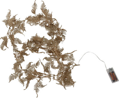 Christmas Decoration lichtsnoer/slinger - 2x - bladeren - goud -150 cm - Guirlandes Goudkleurig