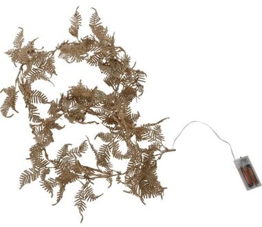 Christmas Decoration lichtsnoer/slinger - met bladeren - goud - 150 cm - Guirlandes Goudkleurig