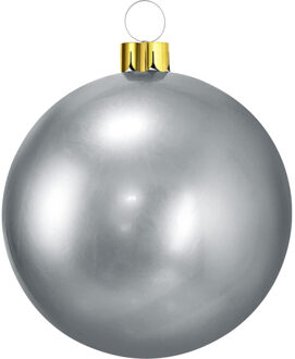 Christmas Decoration mega kerstbal - 65 cm - zilver - opblaasbaar - Opblaasfiguren Zilverkleurig