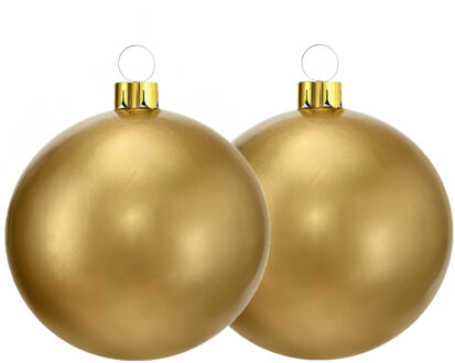 Christmas Decoration mega kerstballen - 2x - 45 cm -goud - opblaasbaar - Opblaasfiguren Goudkleurig