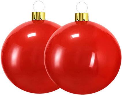 Christmas Decoration mega kerstballen -2x - 45 cm - rood - opblaasbaar - Opblaasfiguren