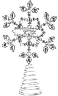 Christmas Decoration piek - ster vorm - zilver met steentjes - 23 cm - kerstboompieken Zilverkleurig