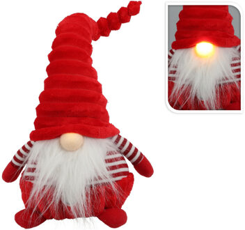 Christmas Decoration pluche gnome knuffel - 44 cm -met verlichte neus - Kerstman pop