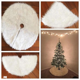Christmas Decoration Plush Tree Skirt Pure White Long Hair Christmas Tree Skirt Christmas Fake Snow Blanket Christmas Tree Dress