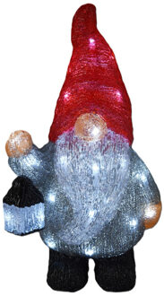 Christmas Decoration Verlicht figuur - gnome/dwerg - 21 x 13,5 x 39 cm - kerstverlichting figuur Rood