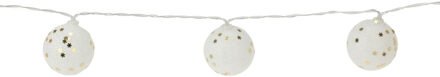 Christmas Decoration verlichting snoer - 10 bollen - wit glitters -150 cm - Lichtsnoeren