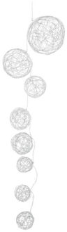 Christmas Decoration verlichting snoer - 8 bollen- metaal- zilver - 90cm - Lichtsnoeren