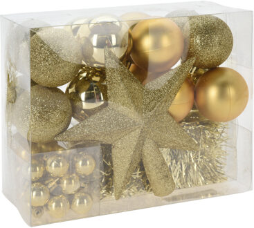 Christmas Decorations kerstballen set 54-dlg - goud - voor kleine boom - Kerstbal Goudkleurig