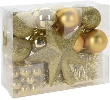 Christmas Decorations kerstballen set 54-dlg - goud - voor kleine boom - Kerstbal Goudkleurig