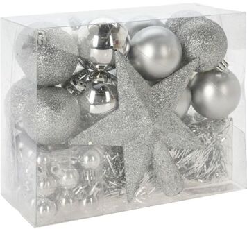 Christmas Decorations kerstballen set 54-dlg - zilver - voor kleine boom - Kerstbal Zilverkleurig