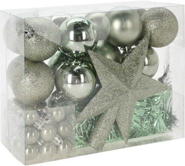 Christmas Decorations kerstballen - set - 54x - mint groen - voor kleine boom