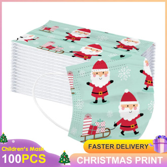 Christmas Disposable Medical Face Mouth Mask Breathable 3 Layer Filter Hygiene Mask Child Kids Disposable Surgical Earloop Masks