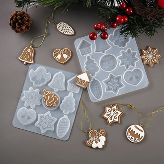 Christmas DIY Resin Crystal Epoxy Mold Snowflake Elk Pendant Keychain Listing Jewelry Silicone Mold Set For Resin