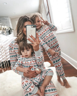 Christmas Family Look Pajamas Set Striped Elk Casual Family Matching Outfit Winter Nightwear Sleepwear Cute Pjs Set