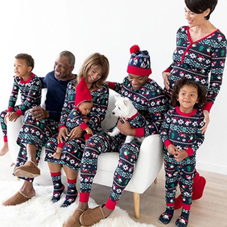 Christmas Family Look Pajamas Set Striped Elk Print Casual Family Matching Outfit Winter Nightwear Sleepwear Cute Pjs Set