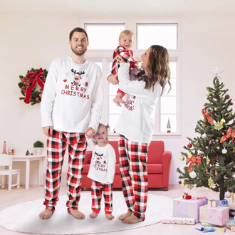 Christmas Family Pajamas Set Christmas Clothes Parent-child Suit Home Sleepwear Cotton Baby Kid Dad Mom Matching Family Outfits