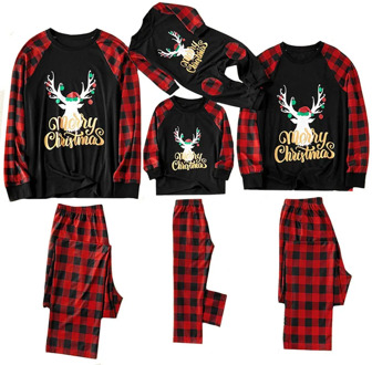 Christmas Family Pajamas Set Fashion Family Look Printing Round Neck Matching Baby Kid Dad Mom Matching Family Outfits