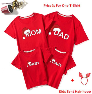 Christmas Family T-shirt Mom Dad Baby Print T-shirts Christmas Clothes Family Matching Outfits Adult Kids Short Sleeve Tops