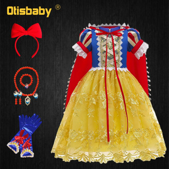Christmas Fancy Snow White Dress Birthday Luxurious Lace Communion Dresses Carnival Costume Fairy Frock for Girls Infant Dress