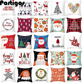 Christmas Gift Cushion Covers Cute Cartoon Santa Claus Pillow Cover for Sofa Home Xmas Decoration Throw Pillowcases 45x45cm