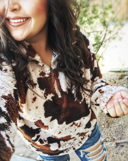 Christmas gift kids sherpa pullovers boys&girls jackets fall winter mommy&me Children's Cow Print Sherpa coats