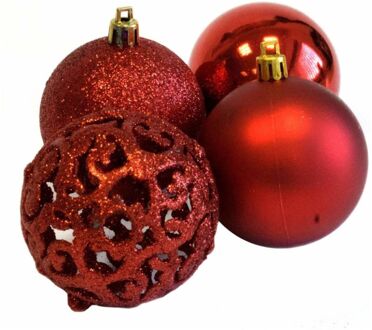 Christmas gifts Christmas Gifst Kerstballen Set Rood - 24 Stuks Kunststof Kerstballen - Kerstversiering Ø6 cm