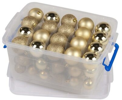 Christmas gifts Kerstballen goud in box 70 stuks 4 / 6 / 8 cm - Kerstbal Goudkleurig