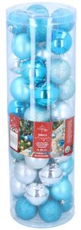 Christmas gifts Kerstballen Set Zilver/Blauw - 50 Stuks Kunststof Kerstballen - Kerstversiering