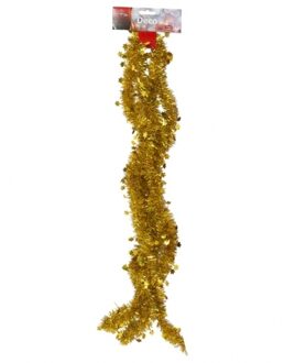 Christmas gifts Kerstslinger - goud - sterretjes - 270 cm - folie/lametta - kerstboomversiering
