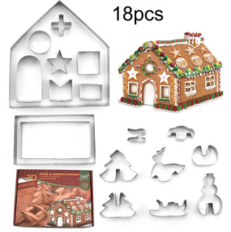 Christmas Ginger Bread House Cookie Cutter Set 3D Stainless Steel Cookie Biscuit Mold Fondant Cutter Baking Tool Party Decor