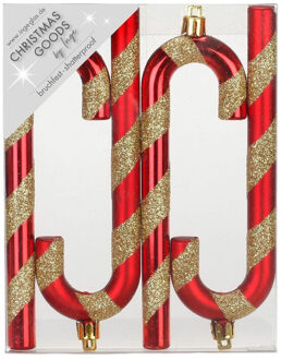 Christmas Goods Kersthangers - 4x - zuurstokken - rood - 14 cm
