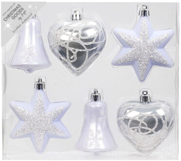 Christmas Goods Kersthangers - 6x - figuurtjes - wit - 9 cm