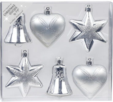 Christmas goods Kersthangers - 6x - figuurtjes - zilver - 9 cm - Kersthangers Zilverkleurig