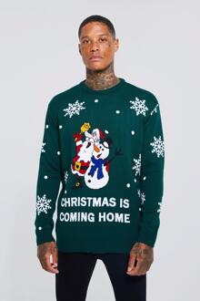 Christmas Is Coming Home Voetbal Kersttrui, Green - XS