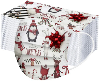Christmas Kids Printing Mouth Mask Non Woven 3 Layers Of Protection Disposable Mask Masks 50/100pc Masque Lot Einweg Masken