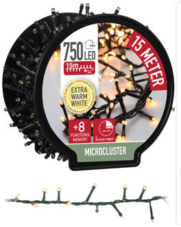 Christmas Lights Clusterverlichting - Set van 2x stuks - op haspel - 750 leds - extra warm wit - 15