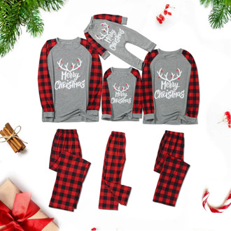 Christmas Man Dad Letter Plaid Print Top Blouse+pants Family Matching Clothes Pajamas Xmas Family Sleepwear Pj's Set Top+pants