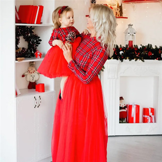 Christmas Mother Daughter Dresses Mommy and Me Family Matching Clothes Winter Girls Plaid Dress Mom and Daughter Dress