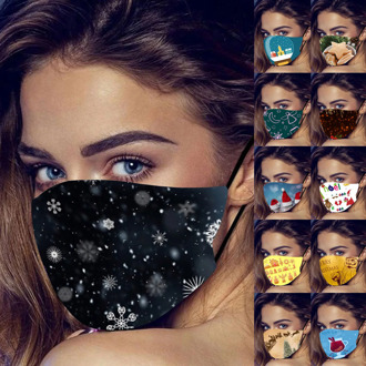 Christmas Print Adult Mask Cotton Breathable Mask Washable Face Mask Protective Mask Reusable Mouth Mask Cloth Mouth Caps