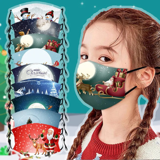 Christmas Print Children Mask Reusable Mouth Mask Cloth Mouth Caps Washable Breathable Face Mask Protective Mouth Cover masques