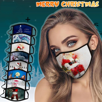 Christmas Print Mask Washable Protective Face Mask Adult Reusable Breathable Mouth Mask Cloth Mouth Caps Ear Hook Mouth Muffle
