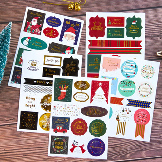 Christmas Seal Paste Series Creative Kawaii Snowman Santa Claus Gold Decorative Sticker Scrapbooking School Supplies Stationery