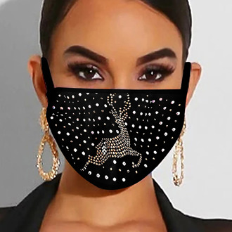 Christmas Shiny Crystal Face Mask Unisex Elastic Reusable Washable Masks Sparkly Rhinestone Party Nightclub Face Jewelry Gift