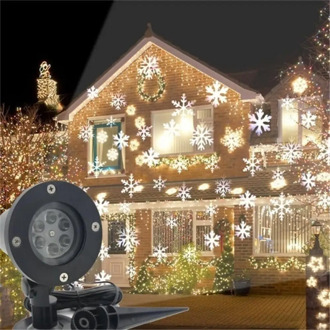 Christmas Snowflake Laser Light Snowfall Projector 6 LED Moving Snow Outdoor Lawn Laser Projector Lamp For New Year Party Decor