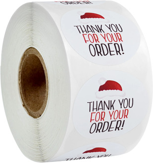 Christmas Stickers 500pcs/roll Round Thank You For Your Order Seal Labels Handmade Stationery Sticker Christmas Hat Stickers