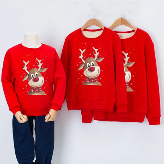 Christmas Sweatshirt Family Look Clothes Elk Deer Family Matching Outfits Winter New Year Xmas Warm Sweater Dad Mom Me Clothing