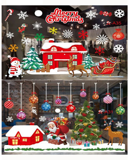 Christmas Window Decal Santa Claus Snowflake Stickers Winter Wall Stickers for Kids Rooms New Year Christmas Window Decorations