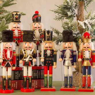 Christmas Wooden Crafts 38CM Nutcracker Soldier Shape Puppet Christmas Gift Decoration